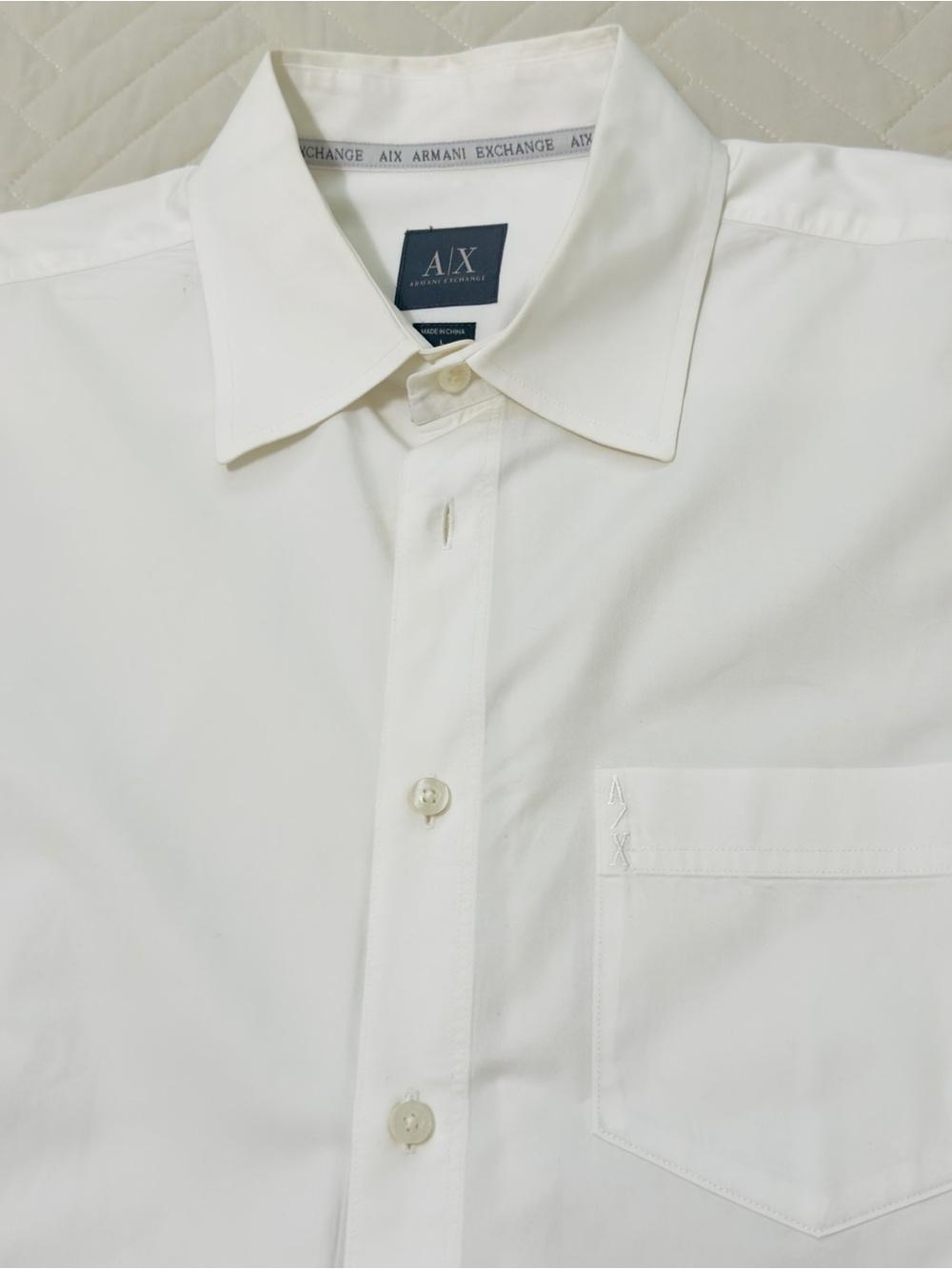 Armani Exchange A/X Men’s White Button Down Dress Shirt Regular Fit Size L - Picture 10 of 15